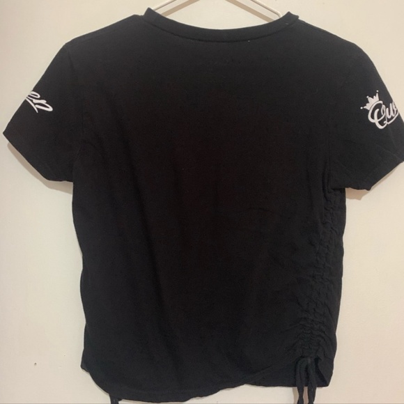 3/$30 Queen of Everything graphic cropped side ruched drawstring top T-shirt - Picture 3 of 7